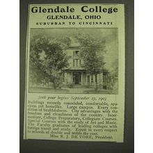1903 Glendale College Ad - Glendale, Ohio