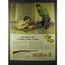 1945 Western Xpert and Super Match Ammunition & Winchester Model 75 rifle Ad