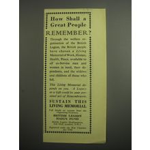 1948 British Legion Haig's Fund Ad - How shall a great people remember?