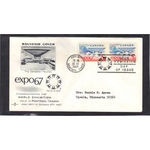 FDC Rose Craft 5c Expo '67 Pair (Cachet-Typed/A) CV39283