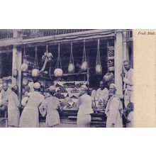 India Fruit Stall Real Photo Antique Market Postcard