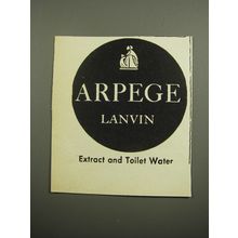 1955 Lanvin Arpege Extract and Toilet Water Advertisement