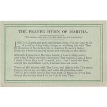 Martha The Kitchen Maid Servant Antique Prayer Postcard