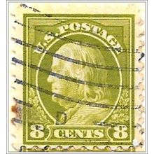 USA 1912 8c Yellow Green Franklin Used V1