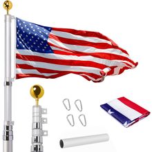14 Gauge 20FT Telescoping Flag Pole Kit, Heavy Duty in Ground Telescopic Flag Po