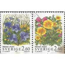 SWEDEN, FLOWERS, strip of two, white 1993, 2.60Kr