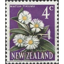 NEW ZEALAND, FLOWER, Mountain Daisy, Celmisia coriacea, violet 1967, 4c