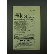 1931 Tucson Arizona Ad - Ride Trails of Sunshine