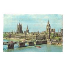 HOUSES OF PARLIAMENT, WESTMINSTER, LONDON . used vintage postcard. 1969? pm =