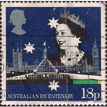 GB, Queen and Australian Parliament, blue 1988, 18p, #3