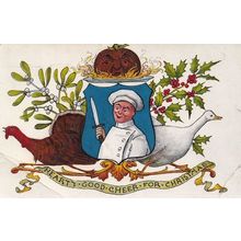 Chef with Carving Meat Knife Christmas Meat Turkey Postcard