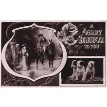 Merry Christmas Highwayman Old Real Photo Postcard