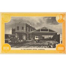 Liverpool & Manchester Ticket Station Railway Office 150 Years Postcard