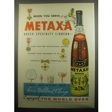 1959 Metaxa Liqueur Ad - When you serve Metaxa Greek Specialty Liqueur