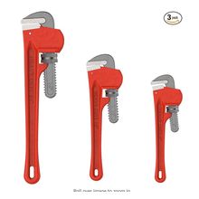 Stalwart Heavy Duty Pipe Wrench Set 3 Piece Cast Iron With Storage Pouch