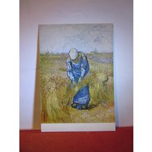 PEASANT WOMAN TYING SHEAVES, painting by Vincent Van Gogh. unused postcard =