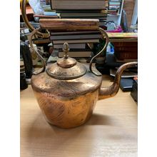 Victorian Antique Copper Kettle With Handle & Acorn Lid Dove Tailed (P8)
