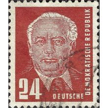 DDR, State President Wilhelm Pieck, orange-browm 1950, 24pf, #4