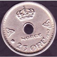1940 Norway 25 Ore Coin