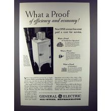1930 General Electric Refrigerator Ad - What Proof