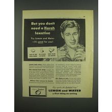 1947 Sunkist Lemons Ad - Bet you don't need a Harsh laxative