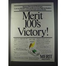 1980 Merit Cigarettes Ad - 100's Victory