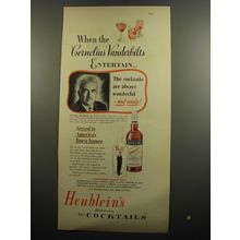 1951 Heublein's Cocktails Ad - When the Cornelius Vanderbilts Entertain