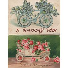 Bicycle Real Sparkle Glitter Antique 2x Transport Postcard s