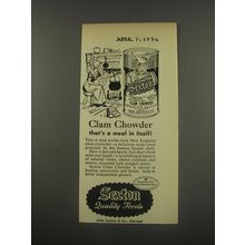 1956 Sexton Clam Chowder Ad - Clam Chowder that's a meal in itself