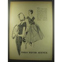 1956 Saks Fifth Avenue Dresses Ad - S.F.A. writes a new check