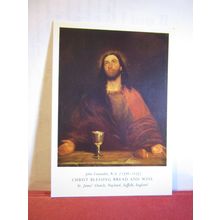 CHRIST BLESSING BREAD & WINE, John Constable postcard Nayland Church, Suffolk =