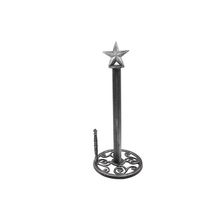 Rustic Silver Cast Iron Texas Star Bathroom Extra Toilet Paper Stand 16""