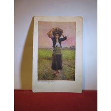 THE SHEPHERD'S STAR painted by jules Breton used antique postcard art 1904 pm =