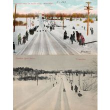 Canadian Winter Sports Series Tobogganing 2x Old Postcard s