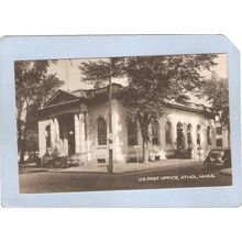 MA Athol U S Post Office Street Scene Intersection w/Old Car ma_box1~134