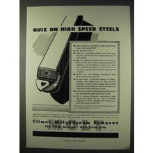 1947 Climax Molybdenum Ad - Quiz on High Speed Steels