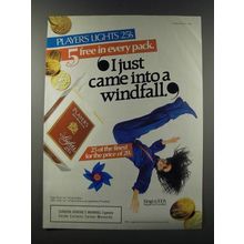 1986 Players Cigarettes Ad - Players Lights 25's 5 free in every pack