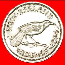 Ⰶ DRESSED QUEEN (1956-1965): NEW ZEALAND★ 6 PENCE 1964! LOW START! ★ NO RESERVE!