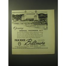 1948 Palm Beach Biltmore Hotel Ad - Opening Monday, December 20th