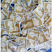 100 used definitive postage stamps 50 p unchecked off paper machins gold beige