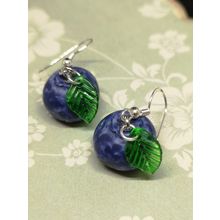 Blueberry Silver Plated Earrings Food/Fruit