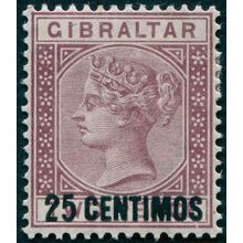 Gibraltar 1889 25c on 2d brown-purple SG17 unused