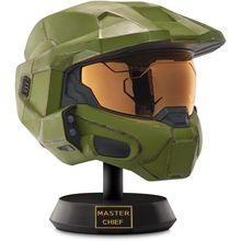 HALO Master Chief Deluxe Helmet with Stand - LED Lights on Each Side - Battle Da
