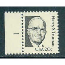 1862 20c Harry Truman Fine MNH Dry Gum P#S L 1 ZA1787