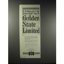 1918 Rock Island Railroad Ad - Golden State Limited