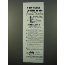 1959 Matson Lines Ad - Bonus Cruises to South Pacific
