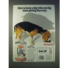 1989 Alpo Lite Dog Food Ad - keep a dog who eats big from getting that way