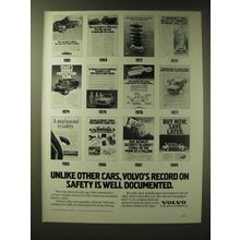 1989 Volvo Cars Ad - Unlike other cars, Volvo's record on safety