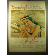 1950 Pond's Angel Face Makeup Ad - Bronze Angel - your suntan foundation