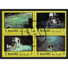 Manama Apollo Program Space Exploration Block of 4 1972 CTO